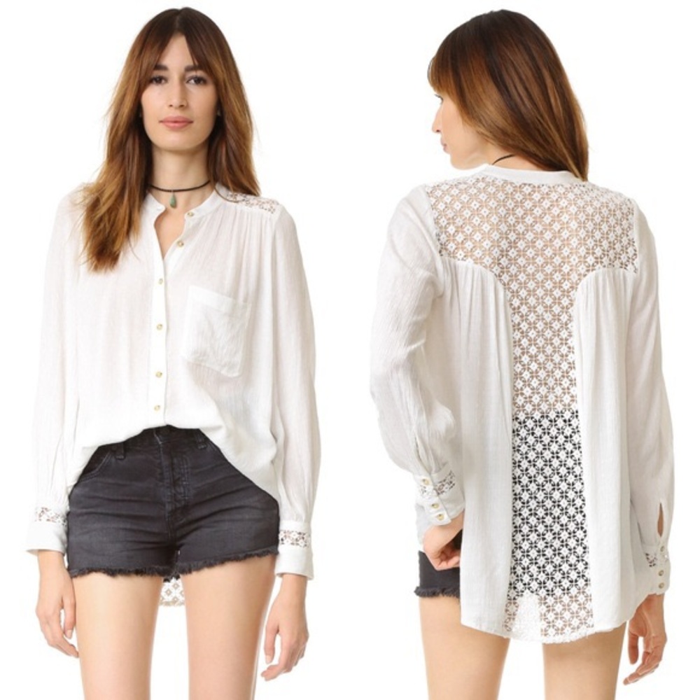 Free People The Best Button Front Blouse